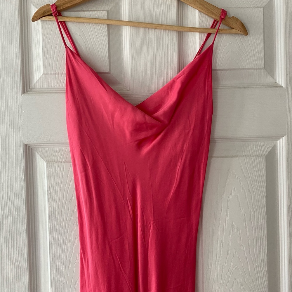 Zara - fushia satin cowl neck dress - s